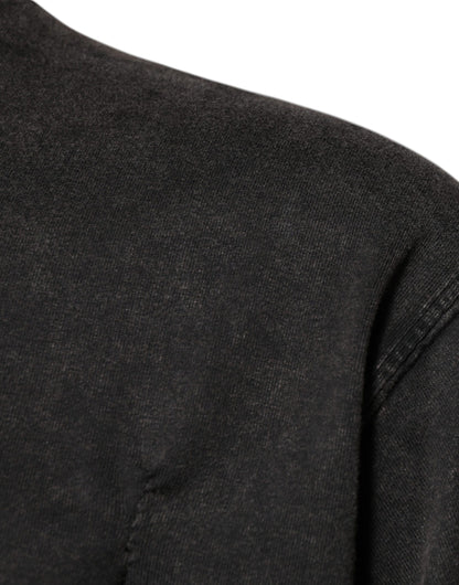 تي شيرت دولتشي آند غابانا رمادي بطبعة جلد النمر من القطن برقبة دائرية