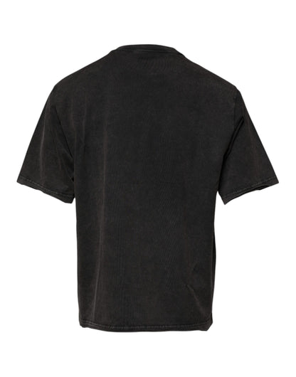 تي شيرت دولتشي آند غابانا رمادي بطبعة جلد النمر من القطن برقبة دائرية