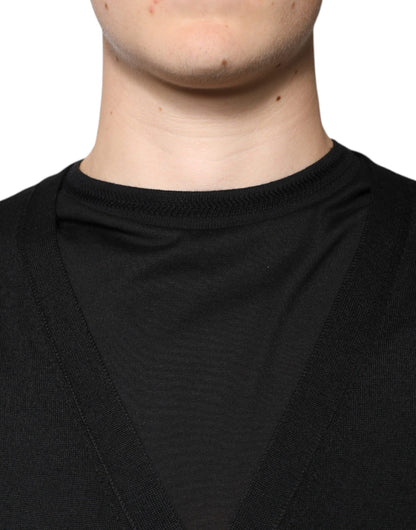 Dolce &amp; Gabbana – Schwarzer Cardigan aus Kaschmir mit Knopfleiste