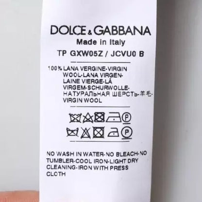 Dolce &amp; Gabbana Grauer Rollkragenpullover aus Wolle mit Logo