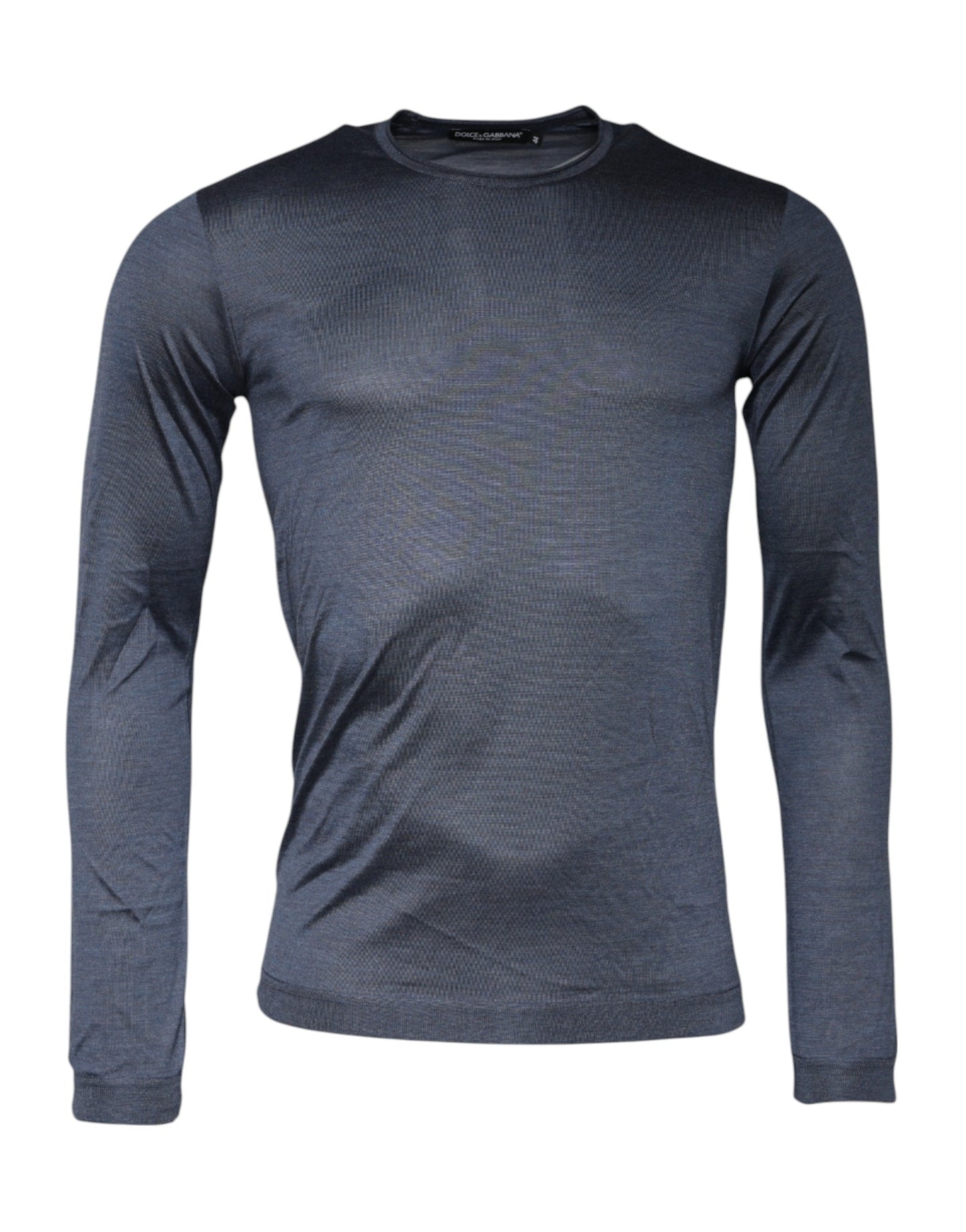 Dolce &amp; Gabbana Pullover mit Rundhalsausschnitt aus dunkelgrauer Seide