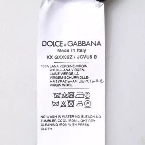 Dolce &amp; Gabbana – Schwarzer Pullover aus Wolle mit Rundhalsausschnitt und Logo