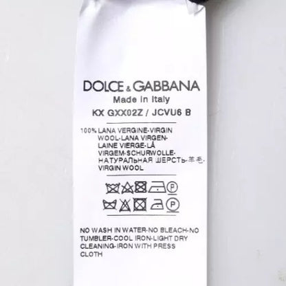 Dolce &amp; Gabbana – Schwarzer Pullover aus Wolle mit Rundhalsausschnitt und Logo