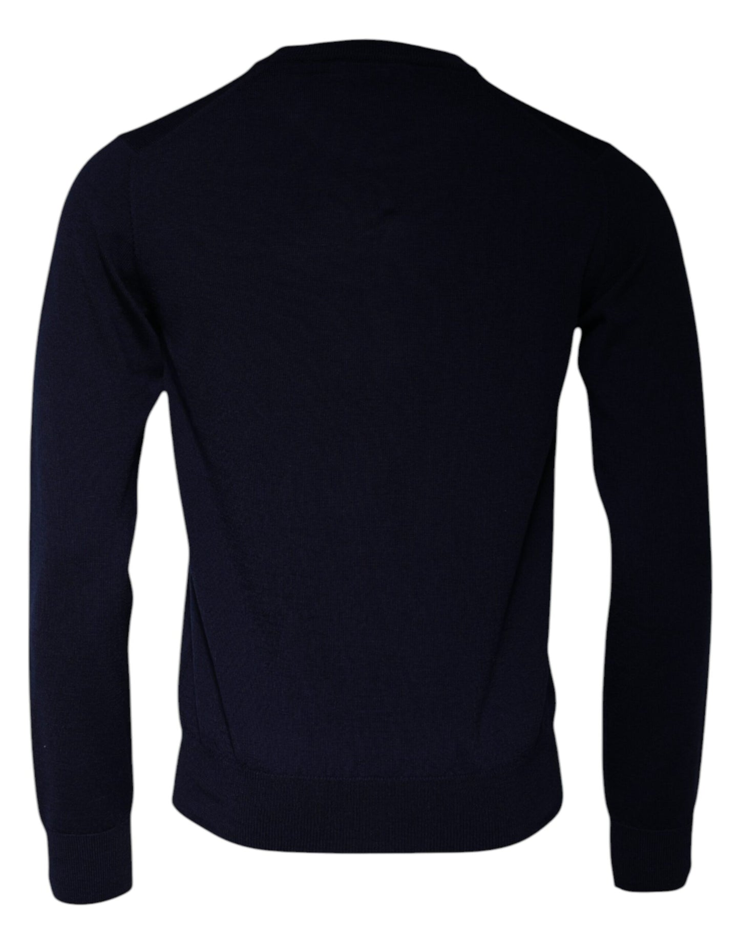 Dolce &amp; Gabbana, blauer Pullover aus Wolle mit Rundhalsausschnitt und DG-Logo
