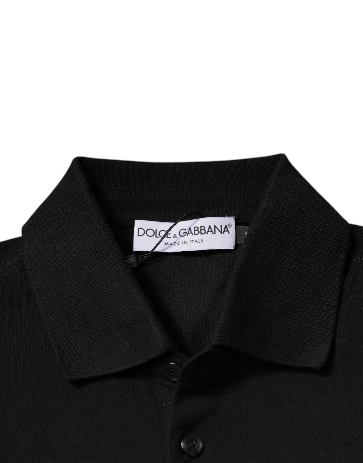 Dolce &amp; Gabbana – Schwarzes Poloshirt mit DG-Kragen und kurzen Ärmeln