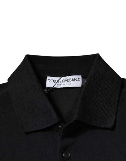 Dolce &amp; Gabbana – Schwarzes Poloshirt mit DG-Kragen und kurzen Ärmeln