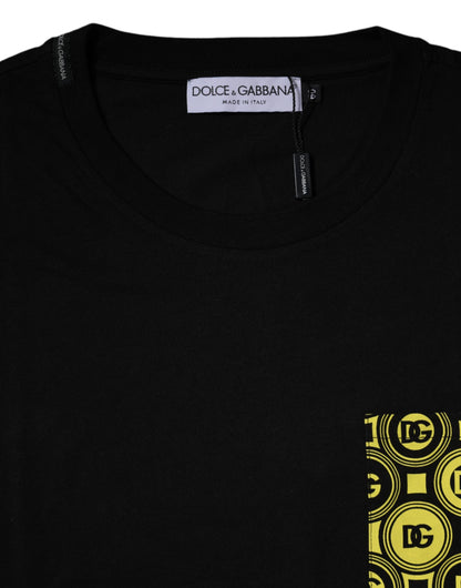 Dolce &amp; Gabbana – Schwarzes Baumwoll-T-Shirt mit kurzen Ärmeln und Logo-Print
