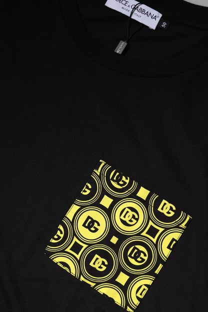 Dolce &amp; Gabbana – Schwarzes Baumwoll-T-Shirt mit kurzen Ärmeln und Logo-Print