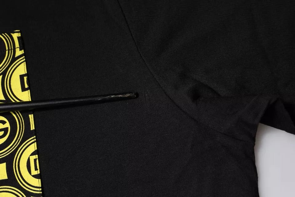 Dolce &amp; Gabbana – Schwarzes Baumwoll-T-Shirt mit kurzen Ärmeln und Logo-Print