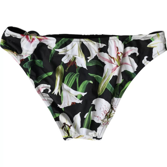 Dolce &amp; Gabbana Schwarzer Liliendruck Bademode Bottom Beachwear Bikini