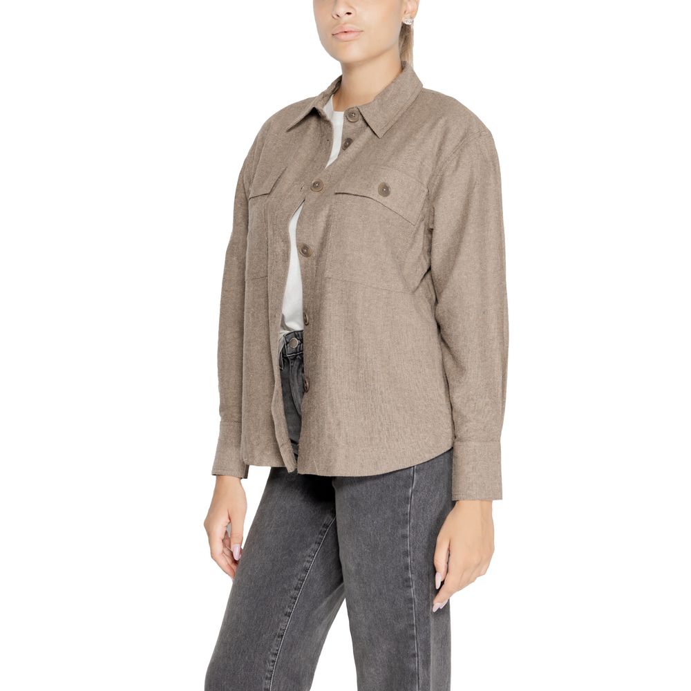 Jacqueline De Yong – Beige Bluse aus recycelter Baumwolle