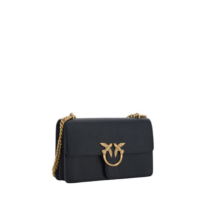 PINKO Black Calf Leather Bos Taurus Shoulder Bag
