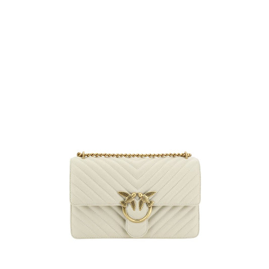 PINKO White Calf Leather Bos Taurus Shoulder Bag