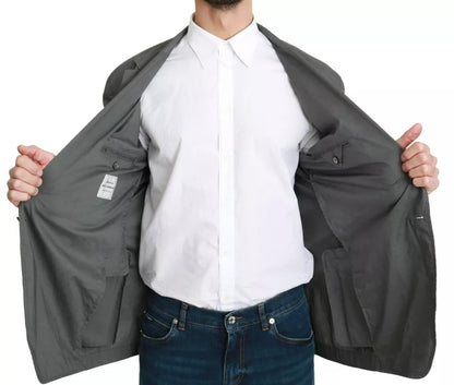 Dolce &amp; Gabbana – Einreihiger formeller Blazer aus grauer Baumwolle