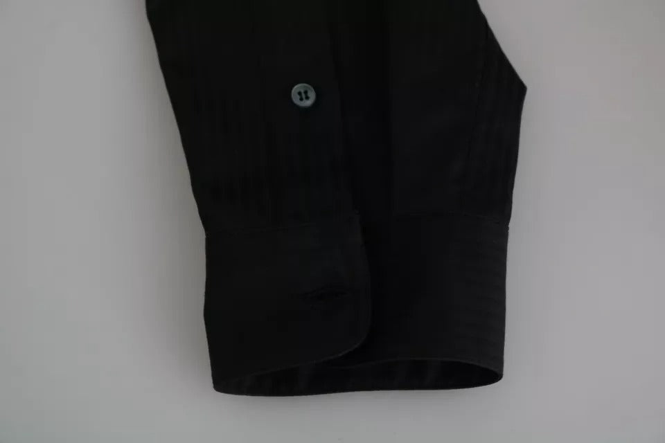 Dolce &amp; Gabbana – Blaues Pyjama-Lounge-Shirt aus gestreifter Baumwolle