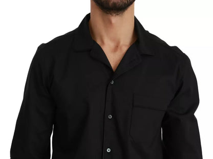 Dolce &amp; Gabbana – Blaues Pyjama-Lounge-Shirt aus gestreifter Baumwolle