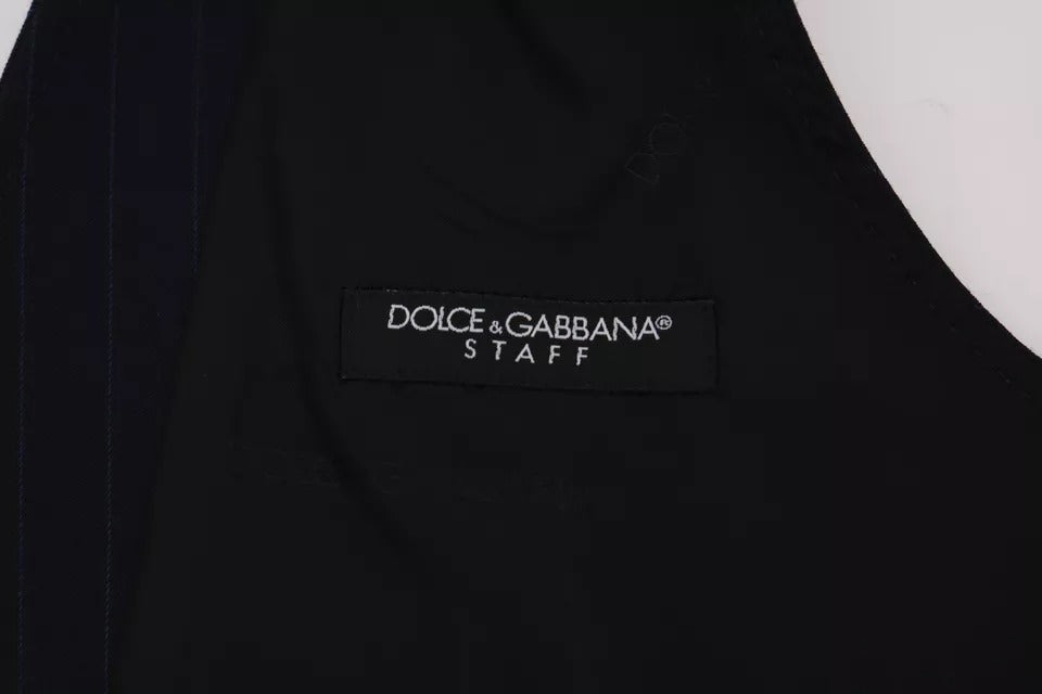 Dolce &amp; Gabbana Blaue Weste Wollstretch STAFF Weste