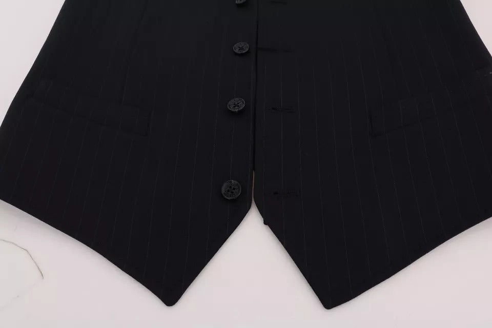 Dolce &amp; Gabbana Blaue Weste Wollstretch STAFF Weste