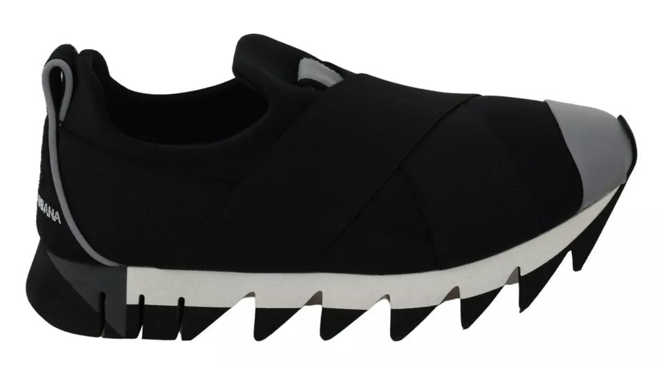 Dolce &amp; Gabbana – Schwarze Hai-Sneaker aus Neopren mit Stretch