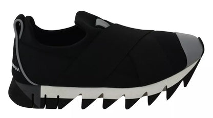 Dolce &amp; Gabbana – Schwarze Hai-Sneaker aus Neopren mit Stretch