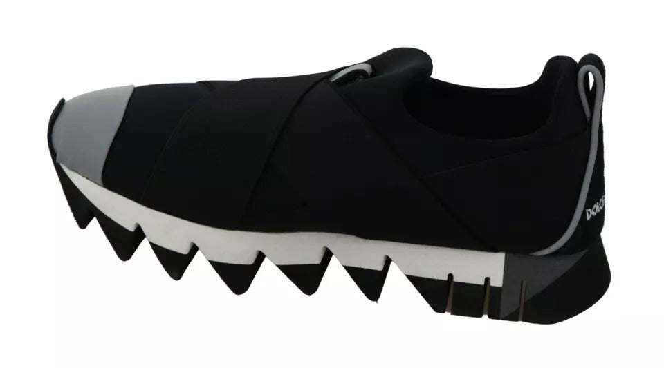 Dolce &amp; Gabbana – Schwarze Hai-Sneaker aus Neopren mit Stretch