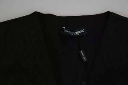 Dolce &amp; Gabbana Schwarze Spitzenweste, schmales Seidentop