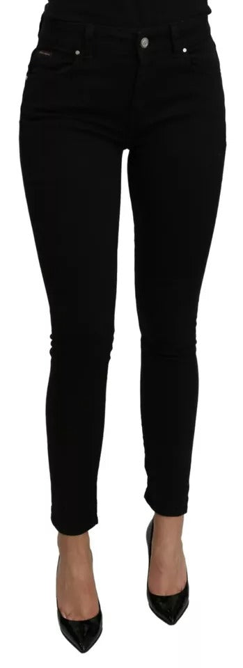 Dolce &amp; Gabbana – Schwarze Slim-Jeans aus Baumwoll-Stretch mit mittlerer Taille