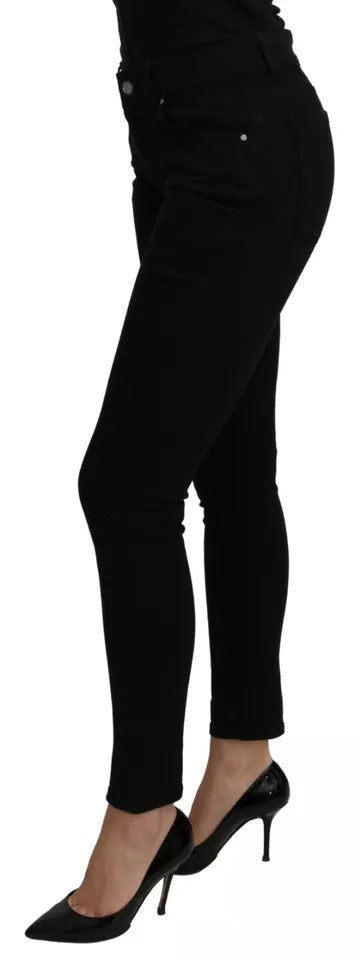 Dolce &amp; Gabbana – Schwarze Slim-Jeans aus Baumwoll-Stretch mit mittlerer Taille