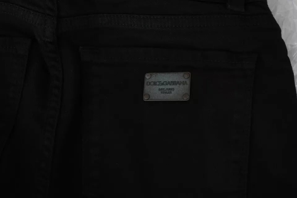 Dolce &amp; Gabbana – Schwarze Slim-Jeans aus Baumwoll-Stretch mit mittlerer Taille