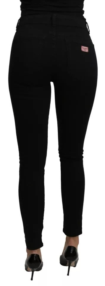 Dolce &amp; Gabbana – Schwarze Slim-Jeans aus Baumwoll-Stretch mit mittlerer Taille