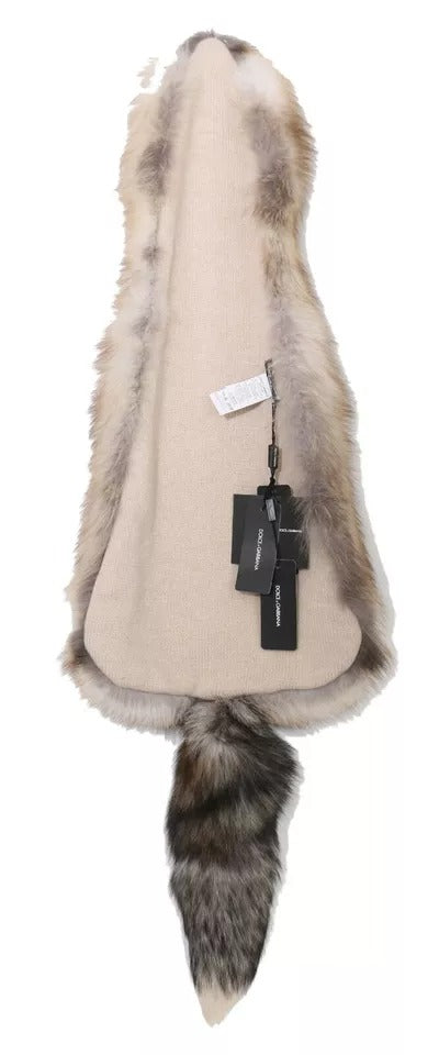 Dolce &amp; Gabbana Brauner Fuchsschwanz-Pelzschal, Halstuch, Kragenschal