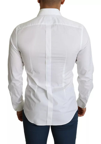 Dolce &amp; Gabbana Weißes formelles Smokingkleid GOLD Hemd