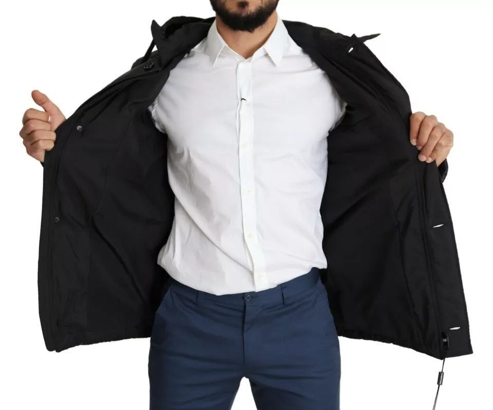 Dolce &amp; Gabbana – Schwarze Pufferjacke aus Polyester mit Kapuze für Herren
