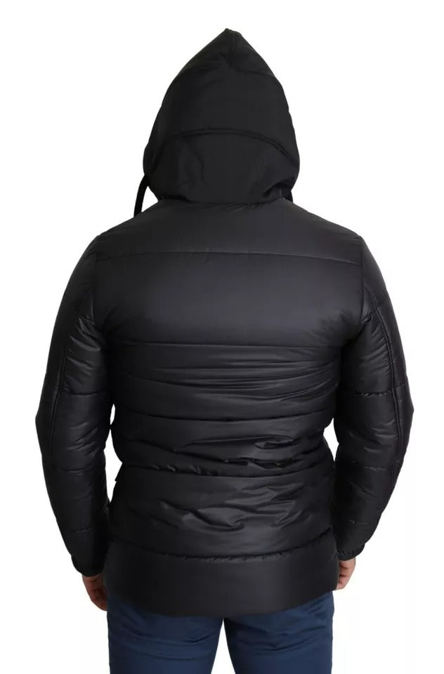 Dolce &amp; Gabbana – Schwarze Pufferjacke aus Polyester mit Kapuze für Herren