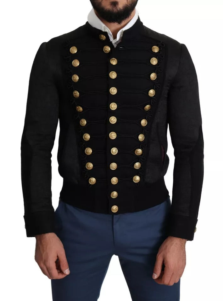 Dolce &amp; Gabbana – Schwarze Militärjacke mit Knopfverzierung