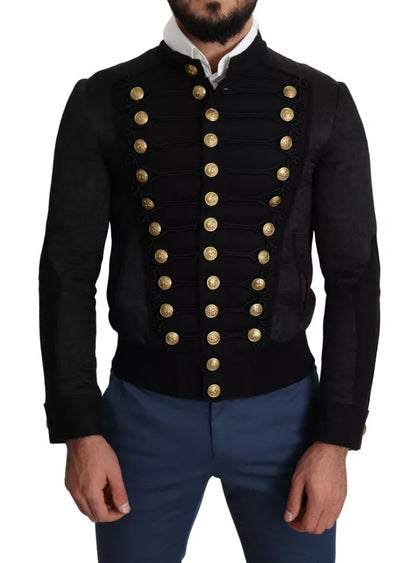 Dolce &amp; Gabbana – Schwarze Militärjacke mit Knopfverzierung
