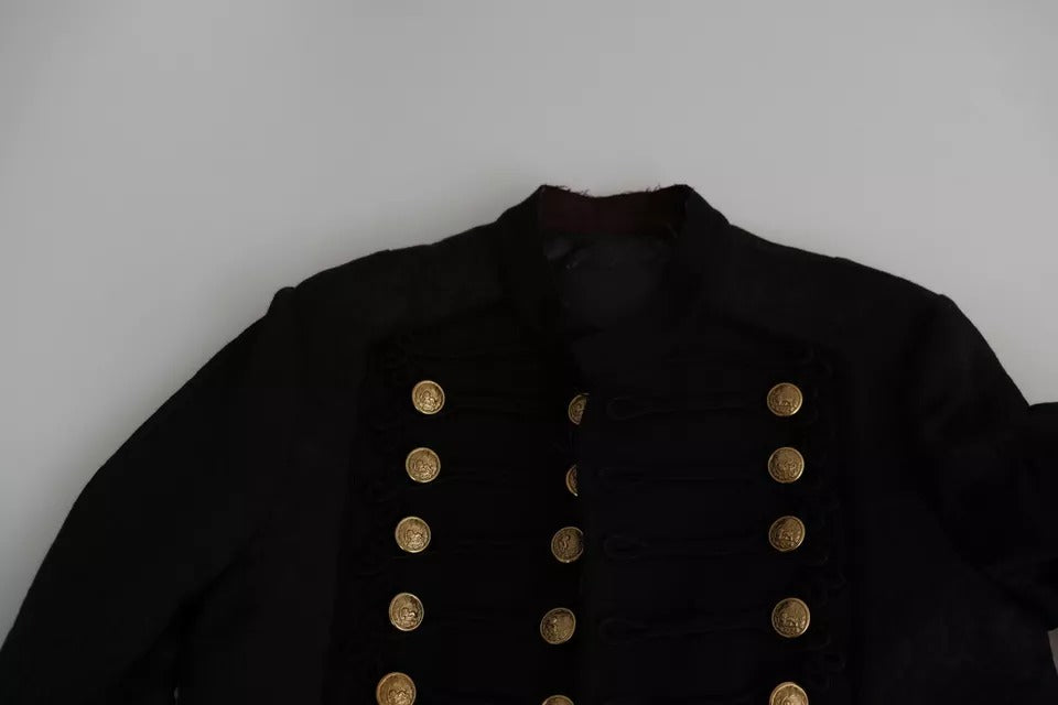 Dolce &amp; Gabbana – Schwarze Militärjacke mit Knopfverzierung