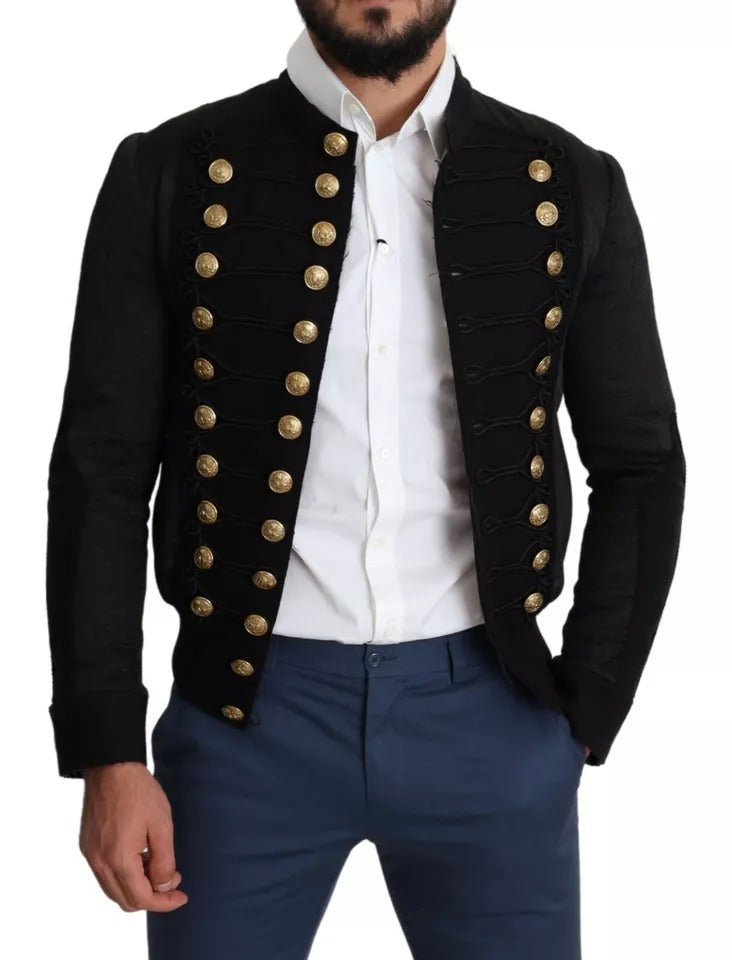 Dolce &amp; Gabbana – Schwarze Militärjacke mit Knopfverzierung