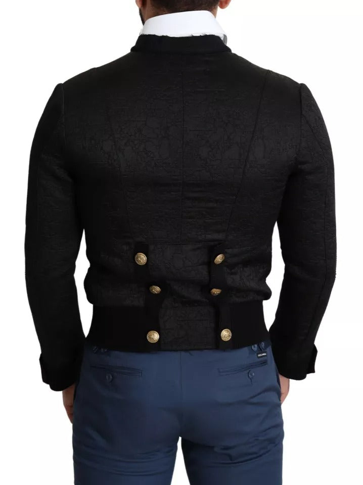 Dolce &amp; Gabbana – Schwarze Militärjacke mit Knopfverzierung