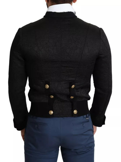 Dolce &amp; Gabbana – Schwarze Militärjacke mit Knopfverzierung