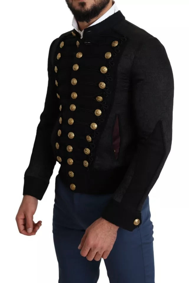 Dolce &amp; Gabbana – Schwarze Militärjacke mit Knopfverzierung