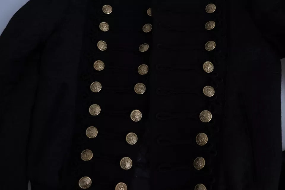 Dolce &amp; Gabbana – Schwarze Militärjacke mit Knopfverzierung