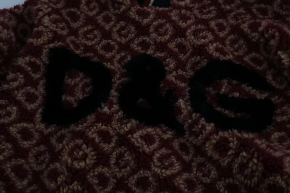 Dolce &amp; Gabbana Rot-Beige Oversize-Kapuzenpullover aus Wolle