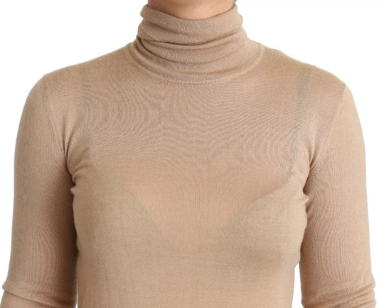 Dolce &amp; Gabbana Beige Rollkragenpullover aus Kaschmir-Seide