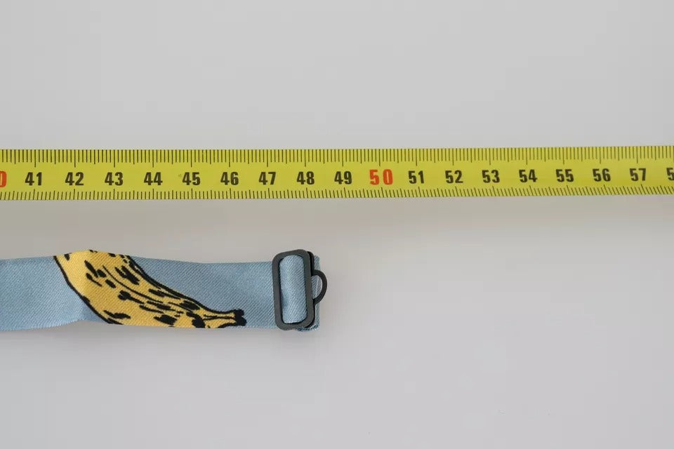 Dolce &amp; Gabbana Hellblaue Fliege aus Seide mit Bananenprint für Herren