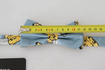 Dolce &amp; Gabbana Hellblaue Fliege aus Seide mit Bananenprint für Herren