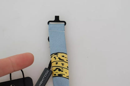 Dolce &amp; Gabbana Hellblaue Fliege aus Seide mit Bananenprint für Herren