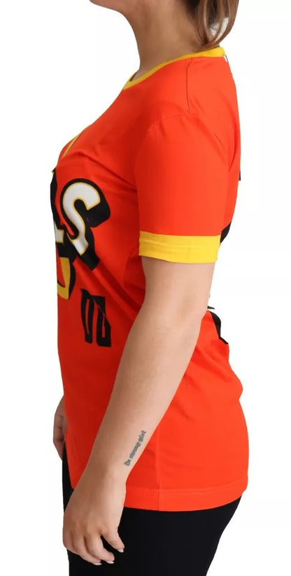 Dolce &amp; Gabbana – T-Shirt mit Rundhalsausschnitt und orangefarbenem Royals-Print