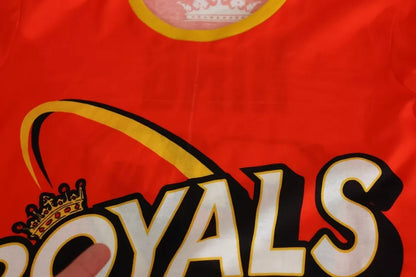 Dolce &amp; Gabbana – T-Shirt mit Rundhalsausschnitt und orangefarbenem Royals-Print