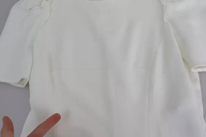 Dolce &amp; Gabbana – Blusenoberteil aus Viskose-Stretch in Weiß mit kurzen Ärmeln